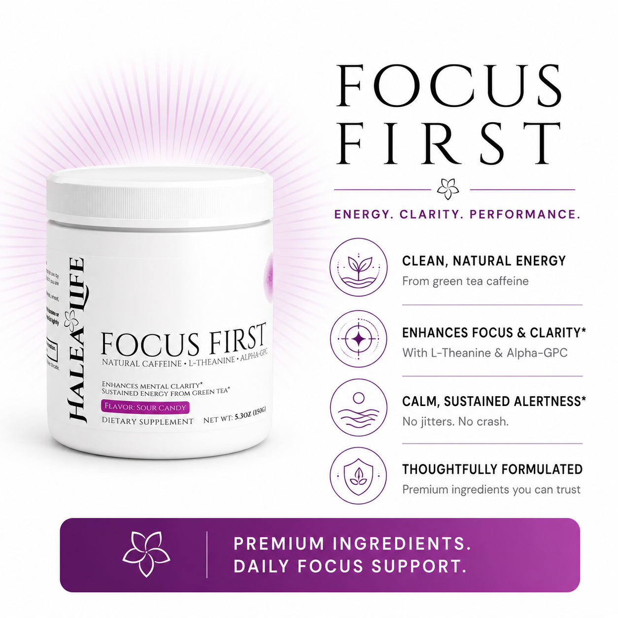Focus First Sour Gummy | Mental Clarity & Concentration Support