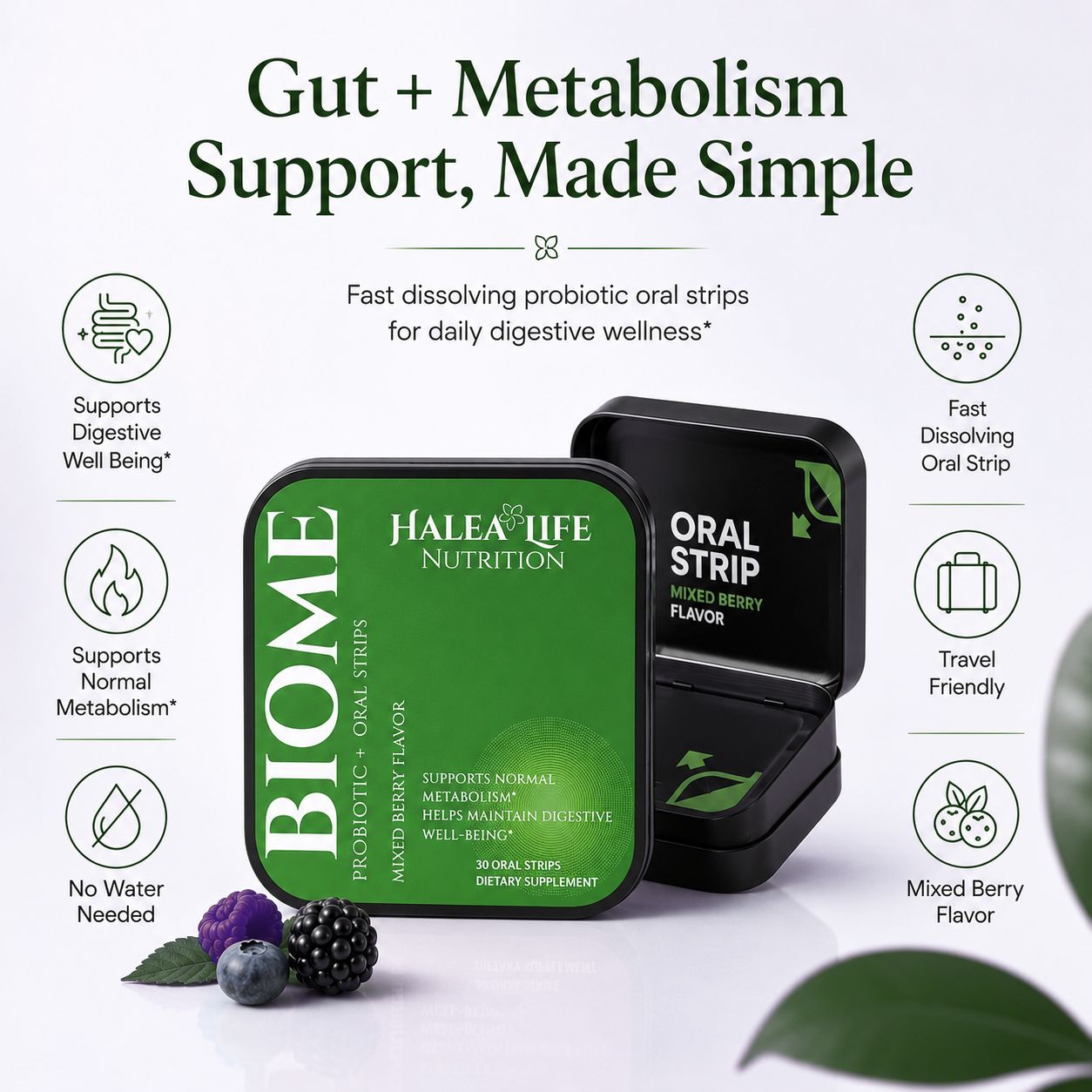 Gut Health + Metabolism Strips - Probiotic & Prebiotic