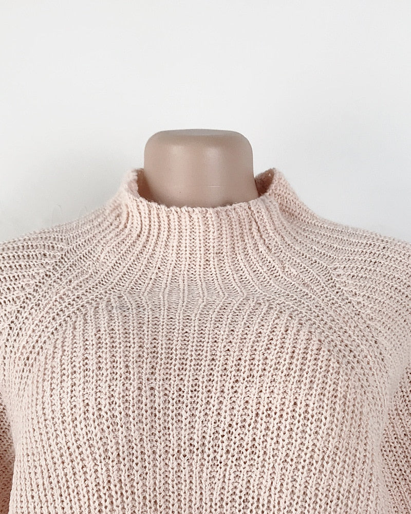 Robe pull en tricot surdimensionnée à col roulé pour femme, couleur unie, manches longues, décontractée, élégante, grande taille