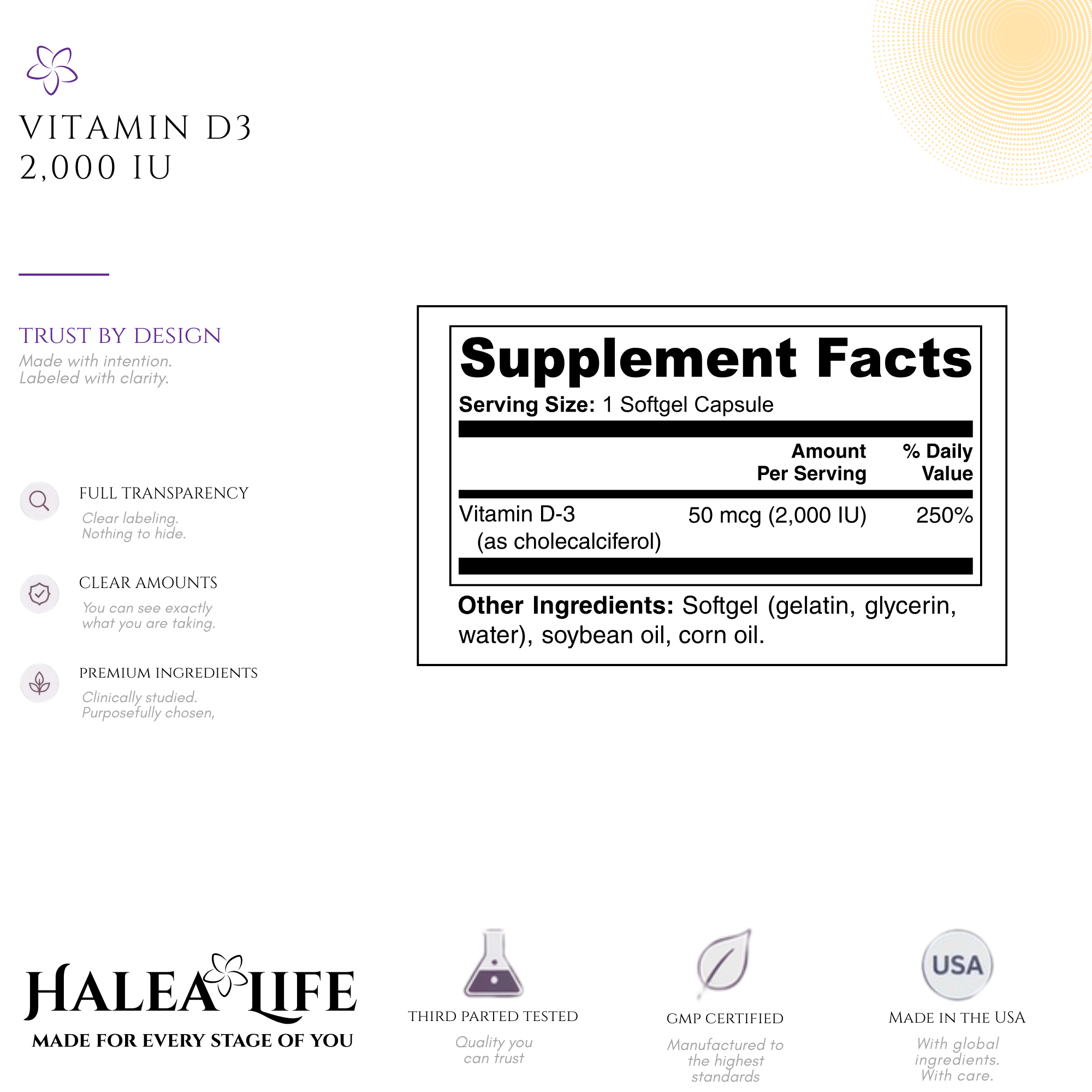 Vitamin D3 2000 IU Softgels | Simple Daily D3