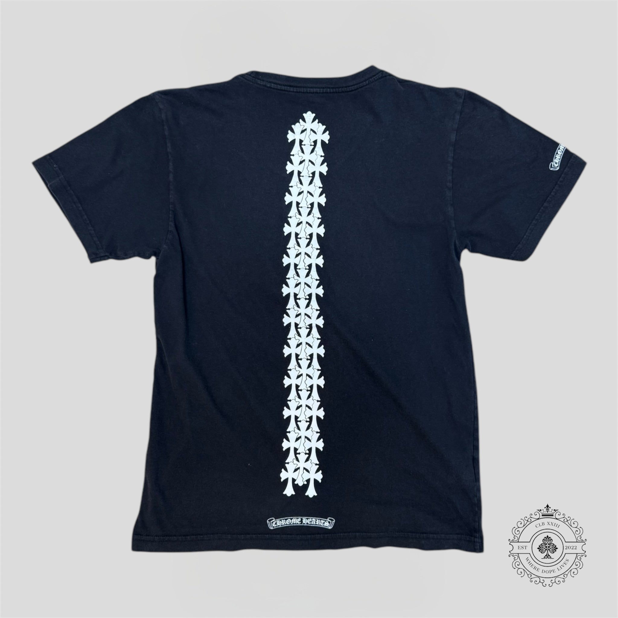 Chrome Hearts Spine Cross Logo Tee in Black