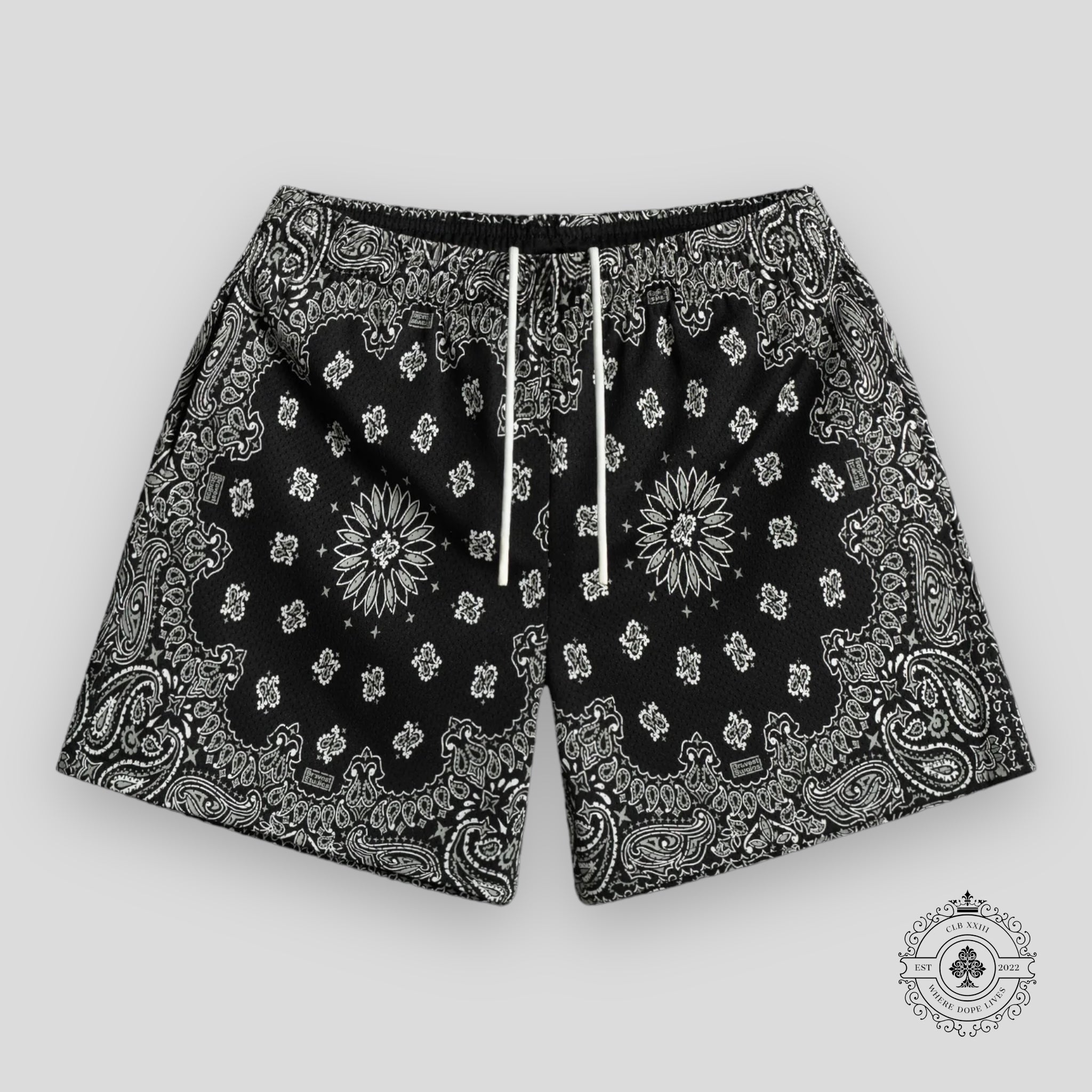 Bravest Studios Paisley Two-Tone Shorts in Black