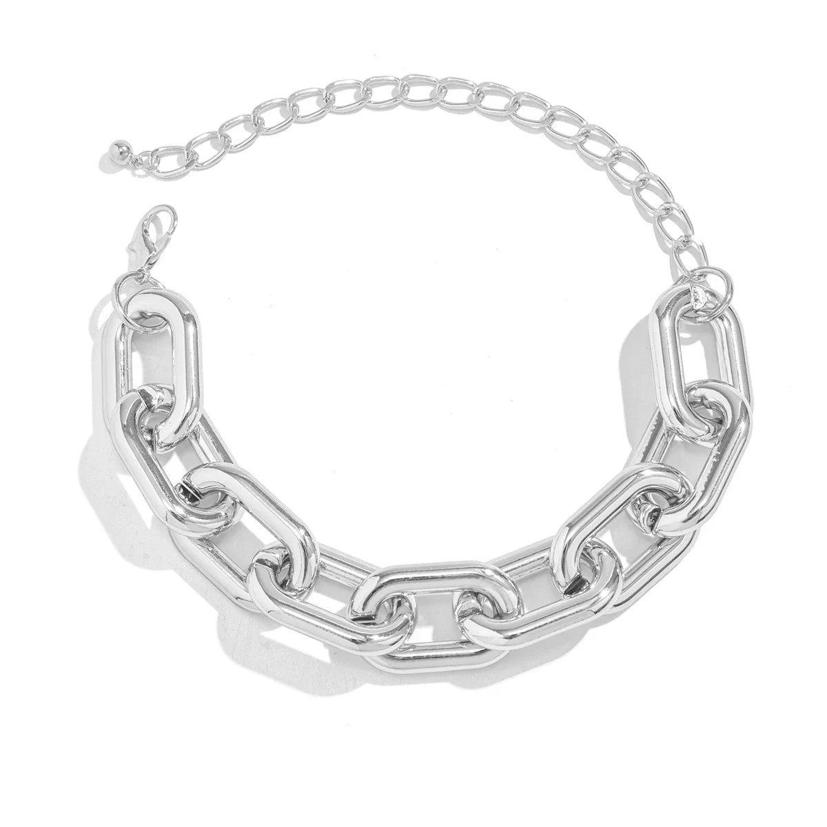 Collier Argent Massif Chaîne Croisée Exagérée