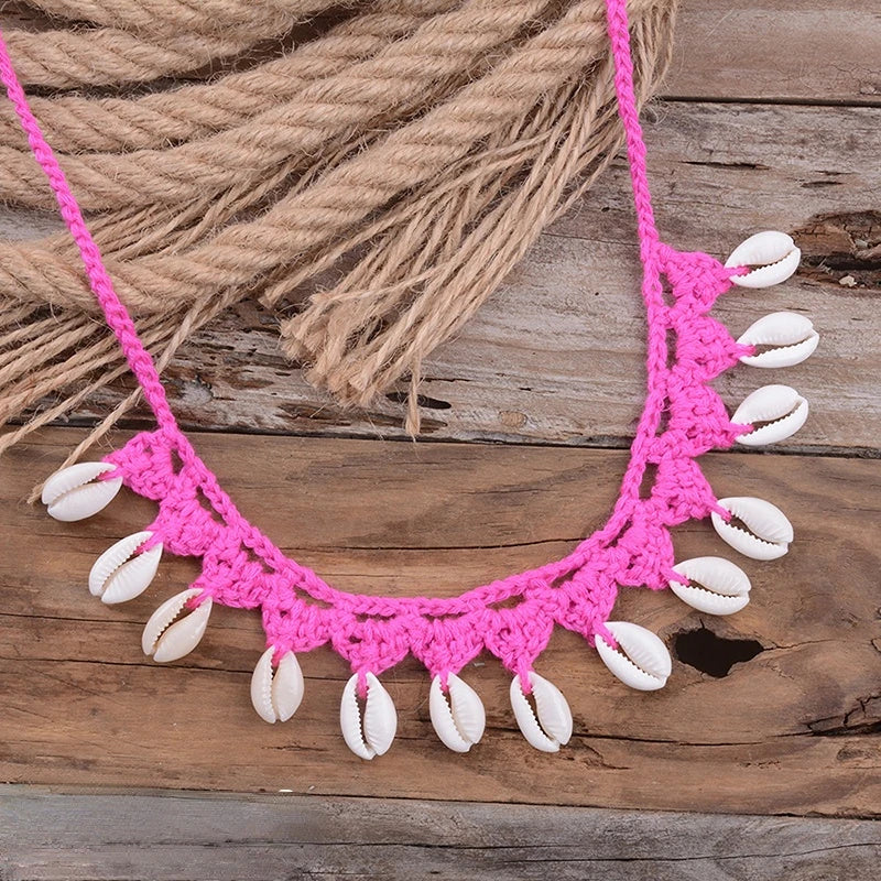 Collier ras du cou coquillage, coquillages cauris naturels, corde ras du cou