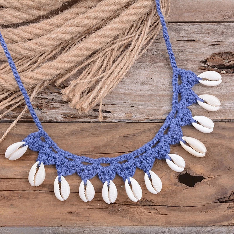 Collier ras du cou coquillage, coquillages cauris naturels, corde ras du cou