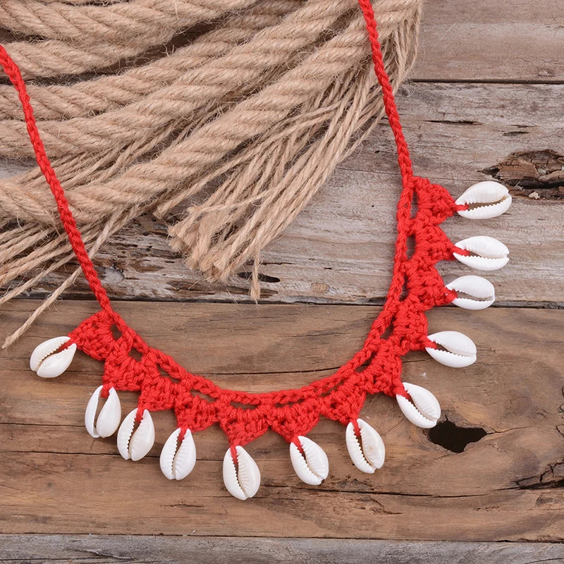 Collier ras du cou coquillage, coquillages cauris naturels, corde ras du cou