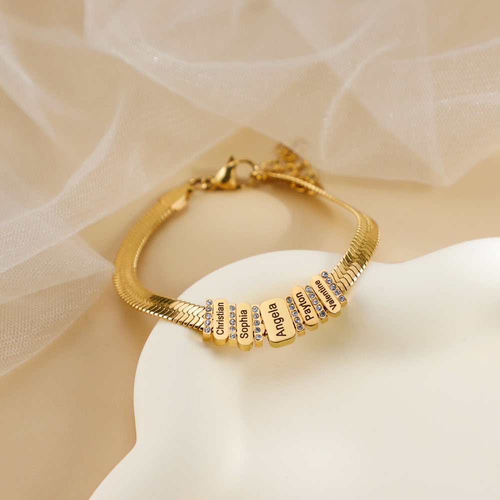 Bracelet plat en chaîne serpent à gravure diamant