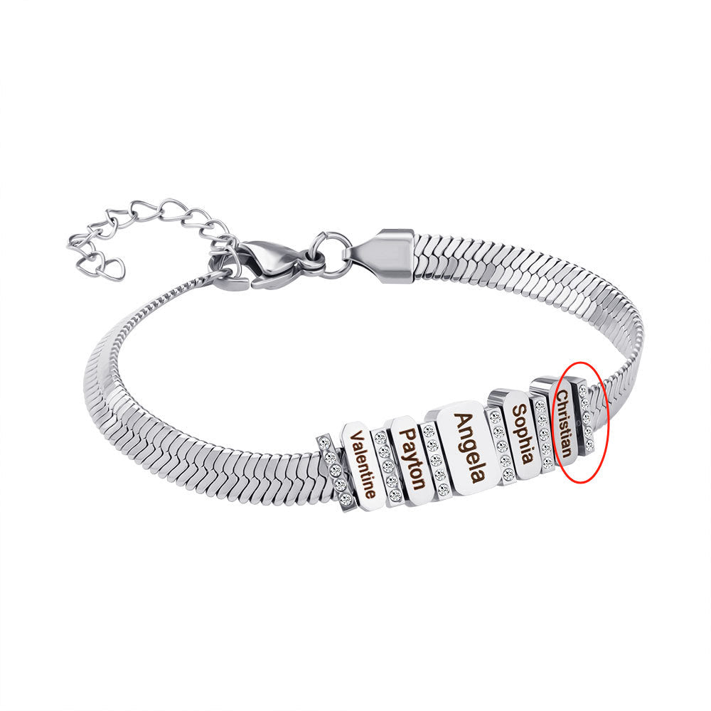 Bracelet plat en chaîne serpent à gravure diamant