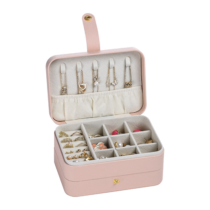 Boîte de rangement portable double couche avec miroir pour la maison
