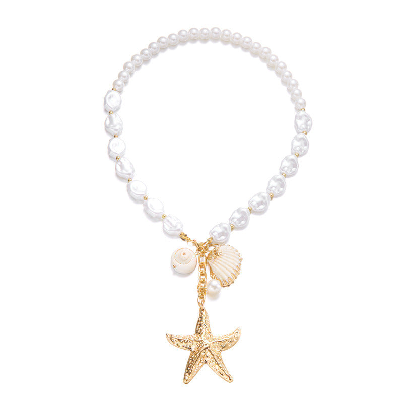 Collier étoile de mer perle collier multi-couches empilable