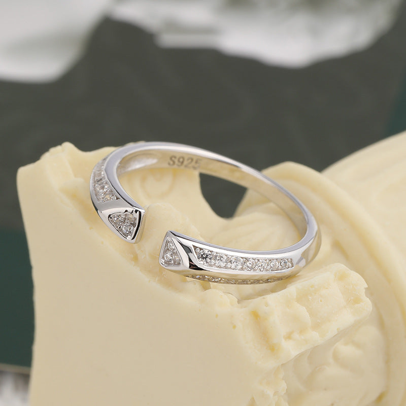 Bague ouverte en argent sterling 925 et zircon