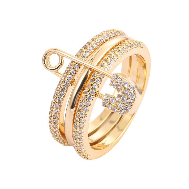 Bague à épingle en zircon micro-incrusté