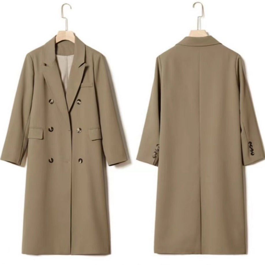 Manteau long à col et à double boutonnage