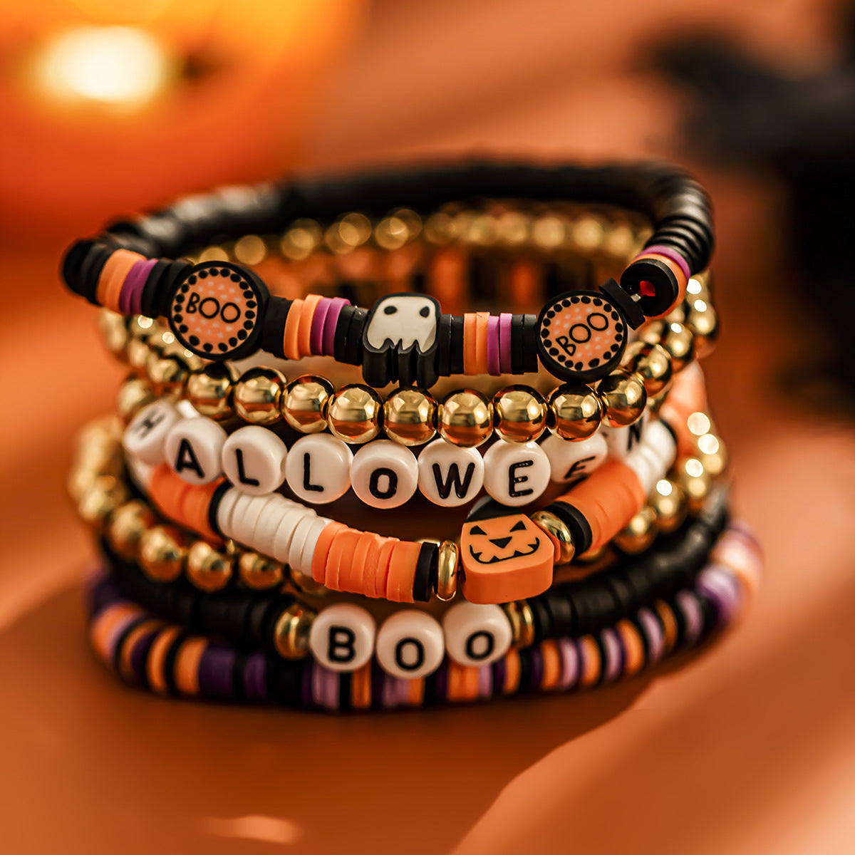 Lot de bracelets citrouille tête de mort pour Halloween
