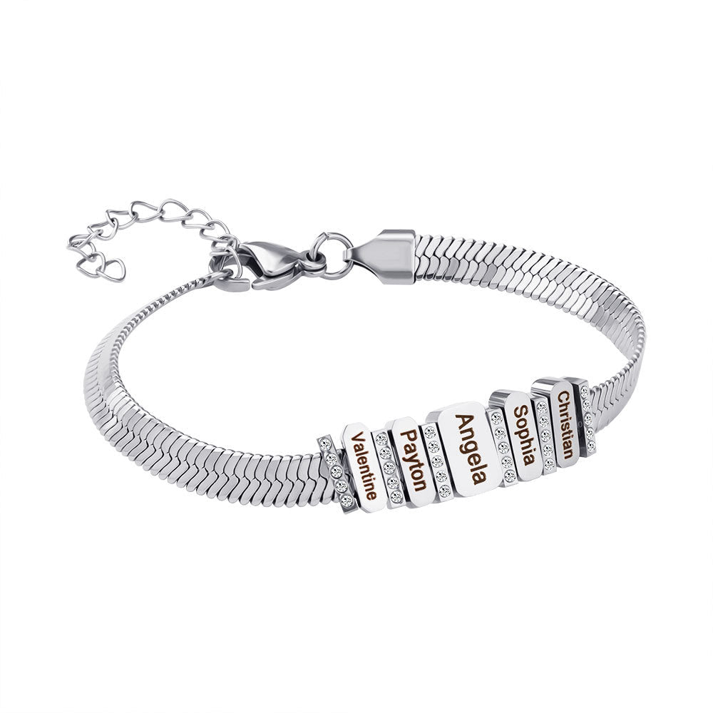 Bracelet plat en chaîne serpent à gravure diamant