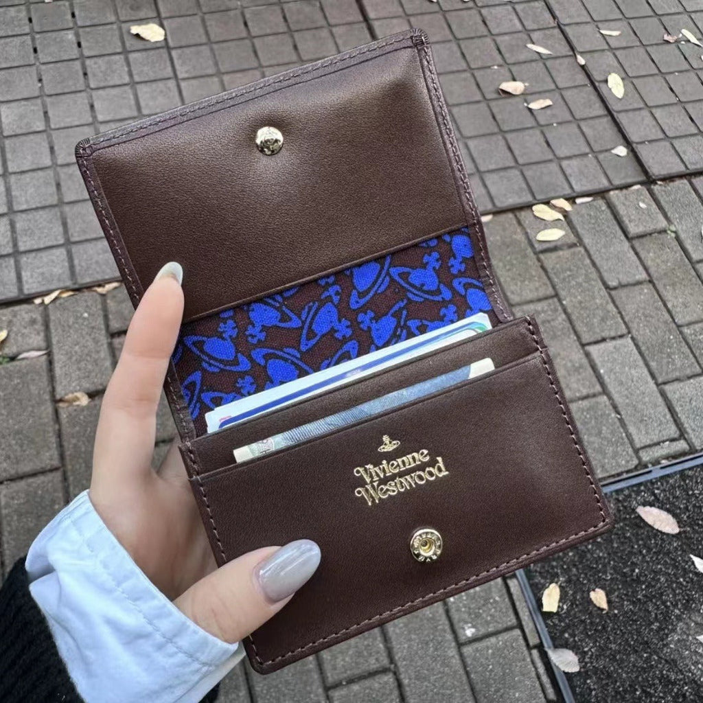 porte-cartes en cuir de vachette de couleur unie avec compartiment carte d'identité