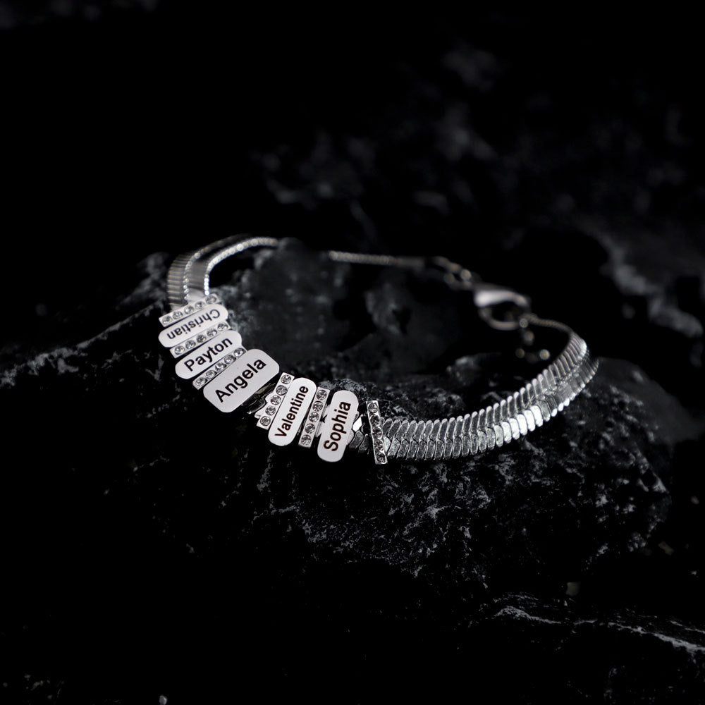 Bracelet plat en chaîne serpent à gravure diamant