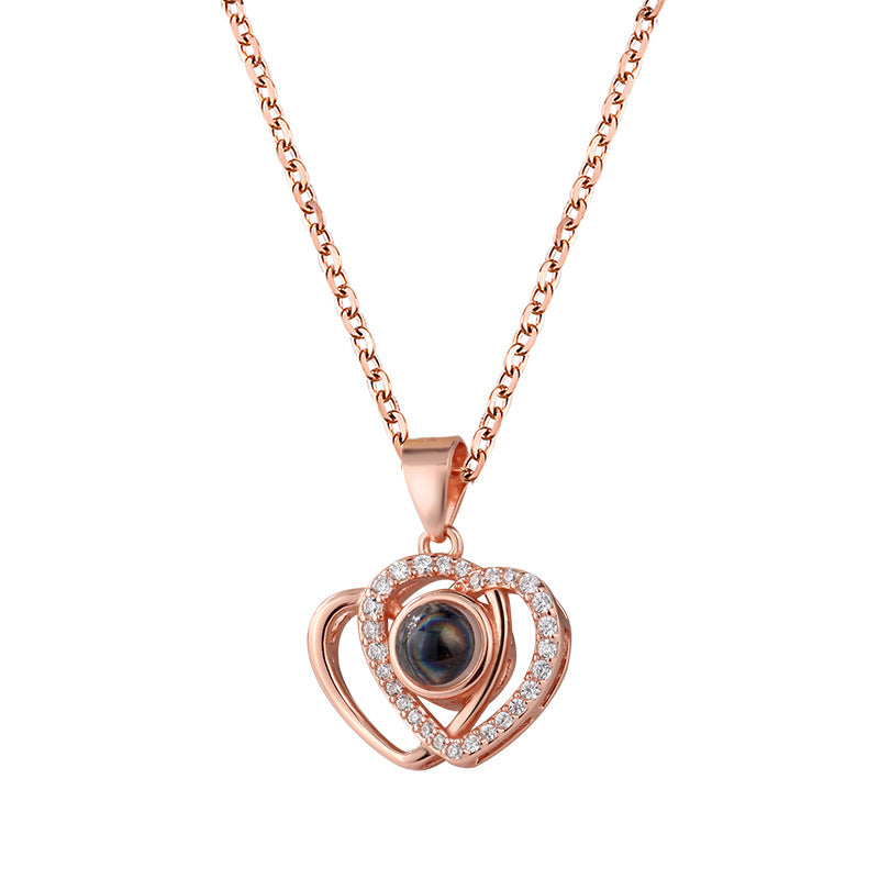 Je t'aime double cœur projection collier chaîne de clavicule
