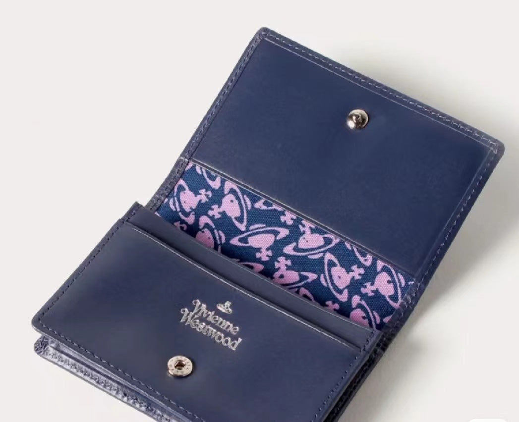 porte-cartes en cuir de vachette de couleur unie avec compartiment carte d'identité