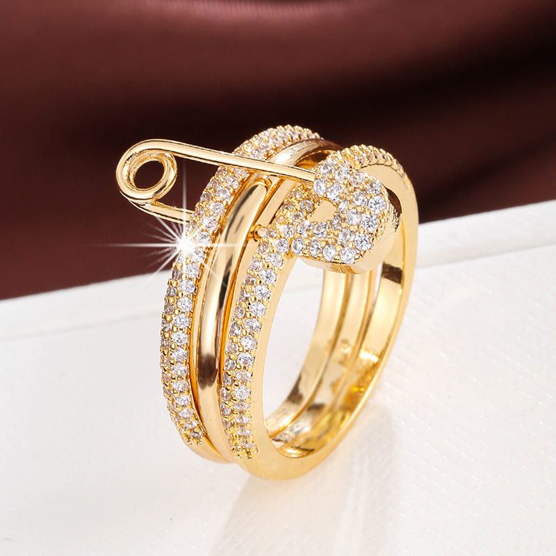 Bague à épingle en zircon micro-incrusté