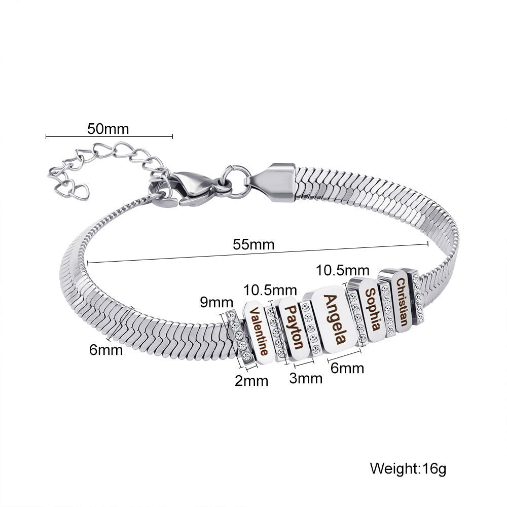 Bracelet plat en chaîne serpent à gravure diamant