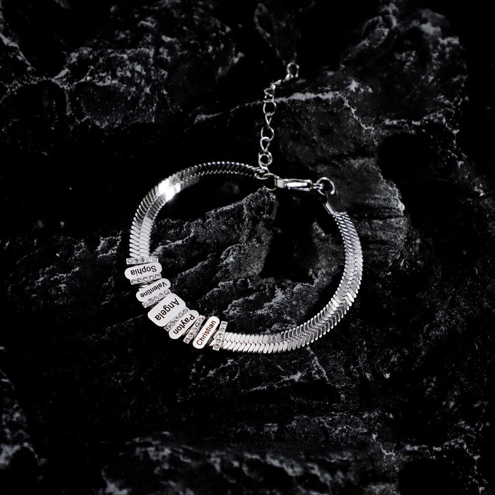 Bracelet plat en chaîne serpent à gravure diamant