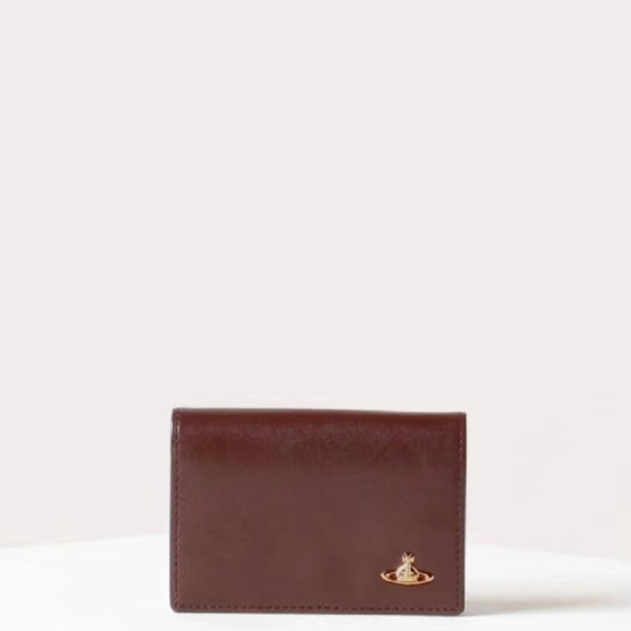 porte-cartes en cuir de vachette de couleur unie avec compartiment carte d'identité