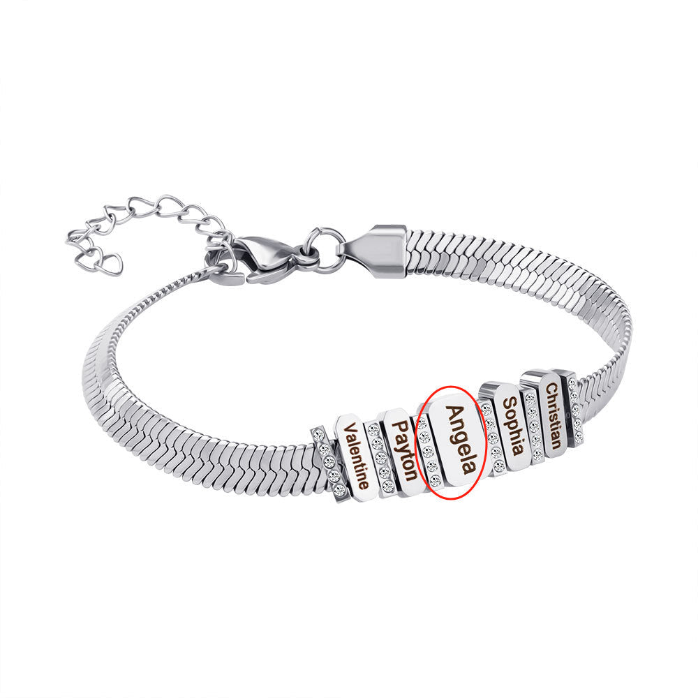 Bracelet plat en chaîne serpent à gravure diamant