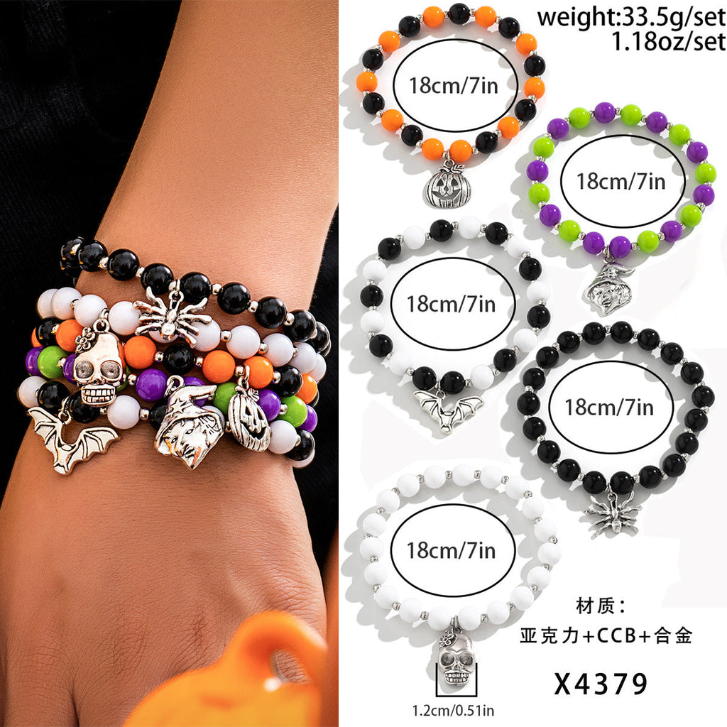 Lot de bracelets citrouille tête de mort pour Halloween