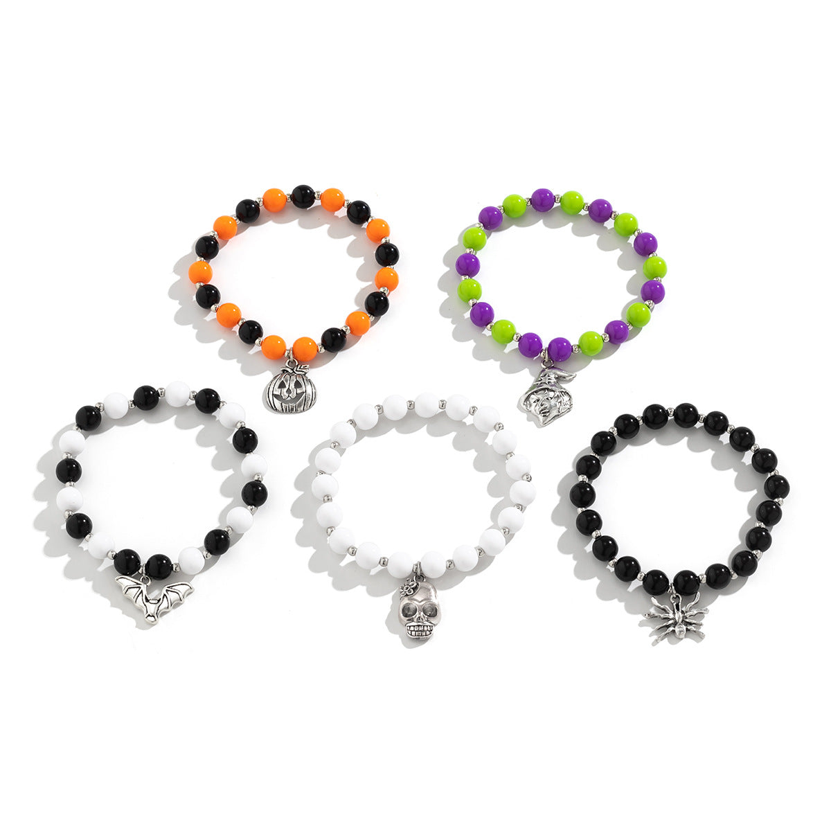 Lot de bracelets citrouille tête de mort pour Halloween