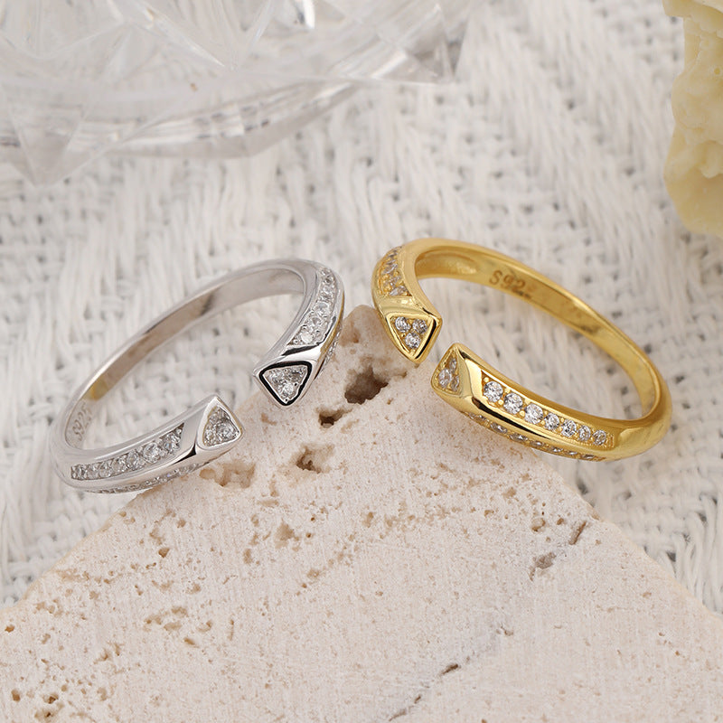 Bague ouverte en argent sterling 925 et zircon