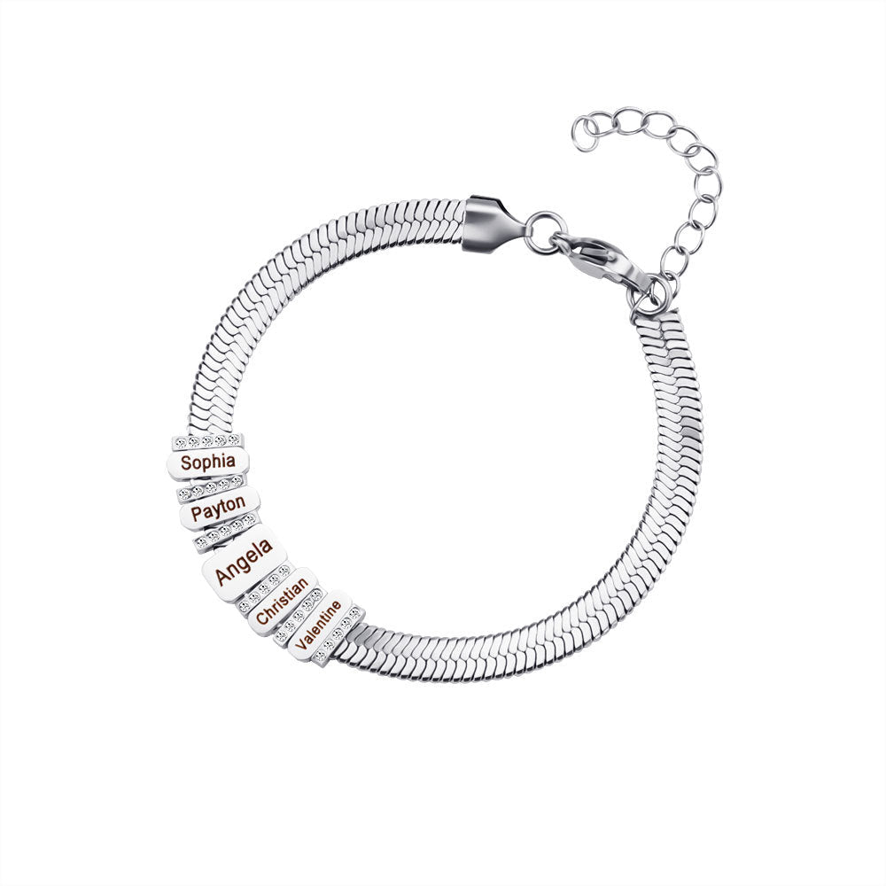 Bracelet plat en chaîne serpent à gravure diamant