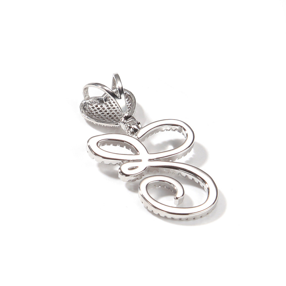 Pendentif zircon amour tête de bouton floral lettre diamant hip hop