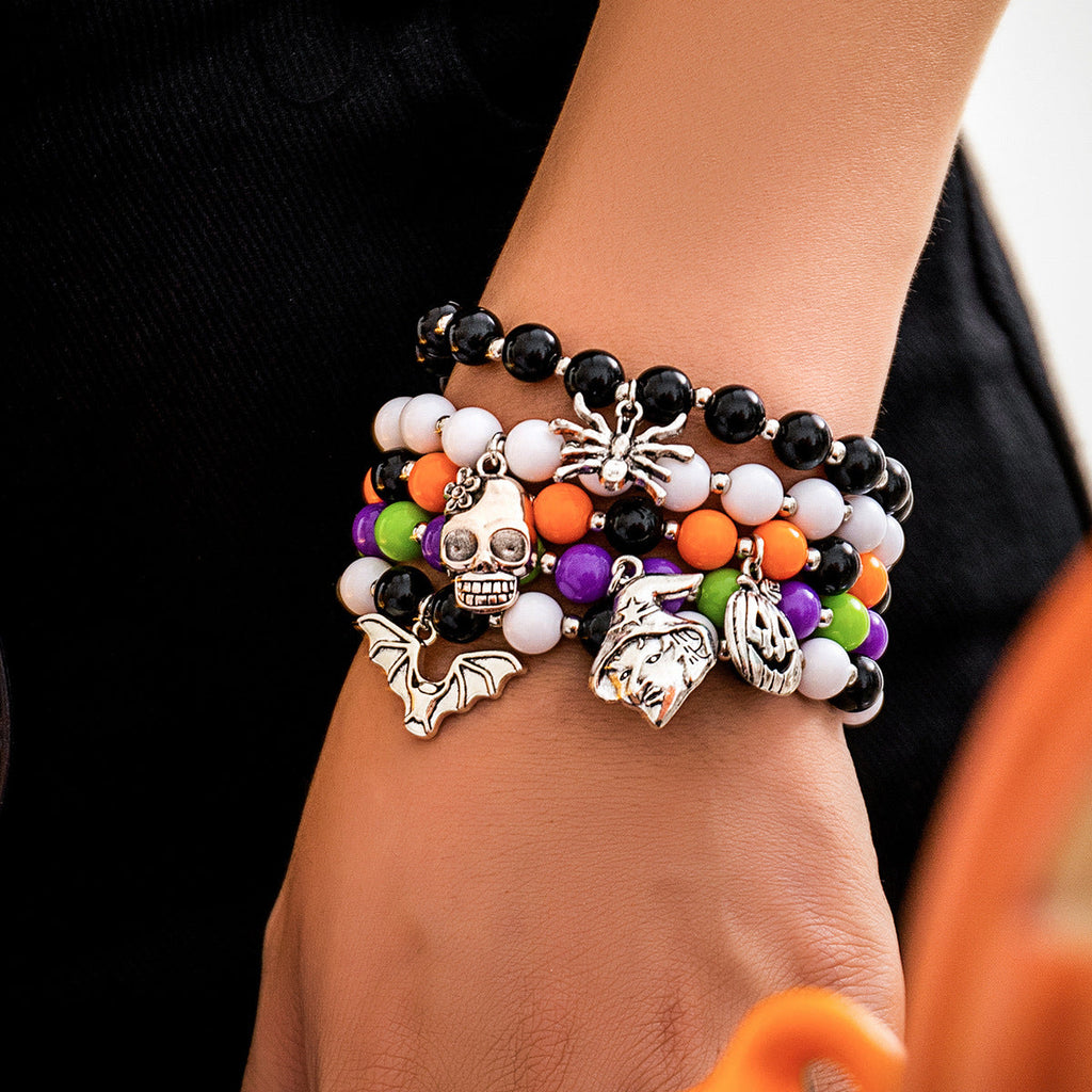 Lot de bracelets citrouille tête de mort pour Halloween