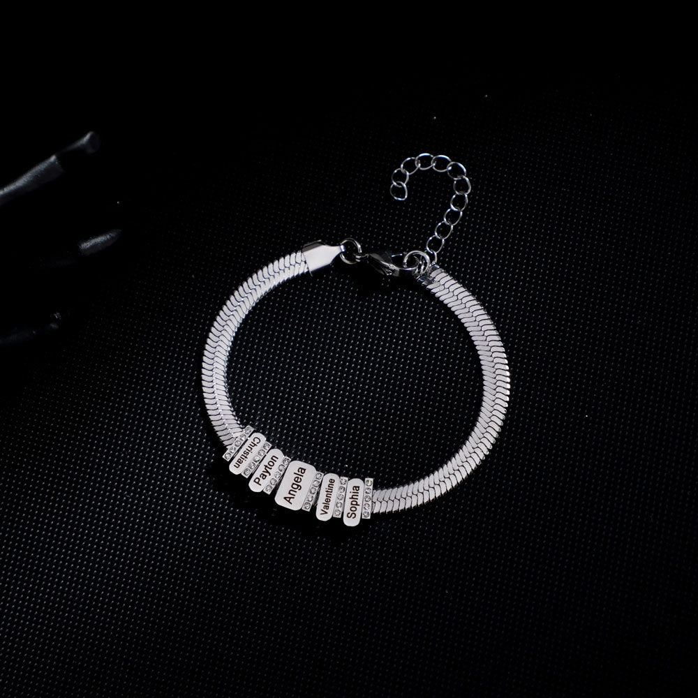Bracelet plat en chaîne serpent à gravure diamant
