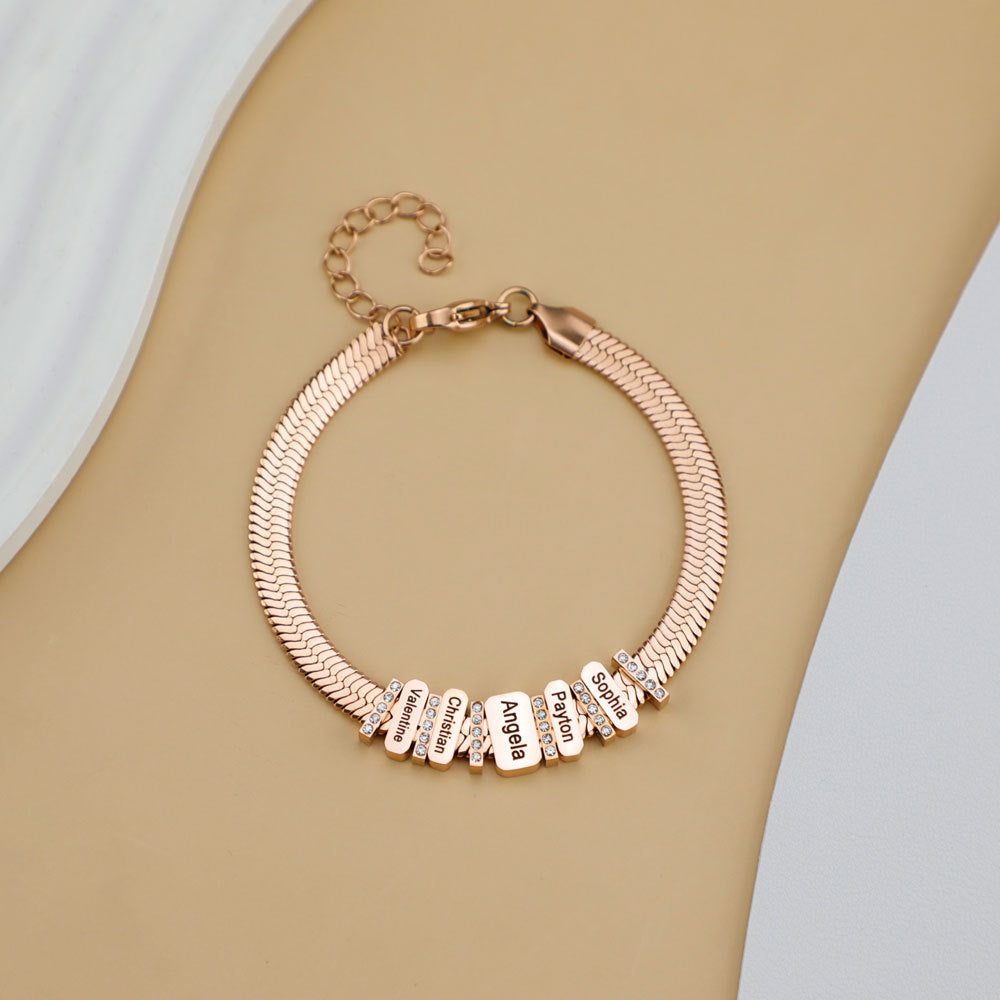 Bracelet plat en chaîne serpent à gravure diamant