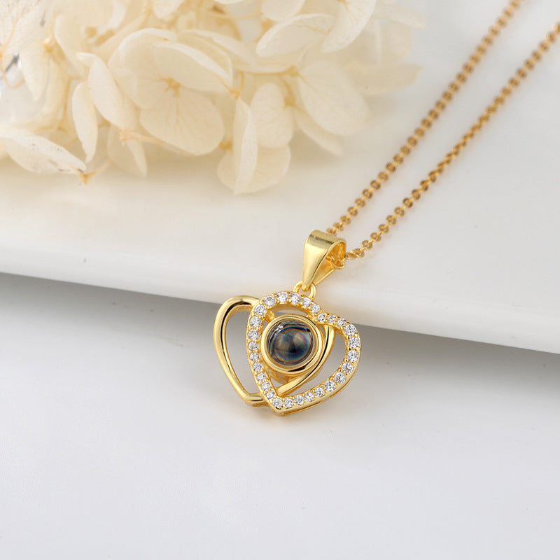 Je t'aime double cœur projection collier chaîne de clavicule