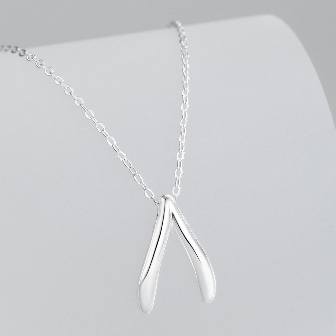 Collier en argent sterling avec pendentif en forme d'os de la chance