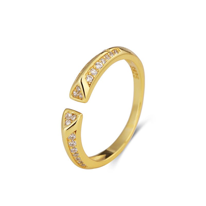 Bague ouverte en argent sterling 925 et zircon