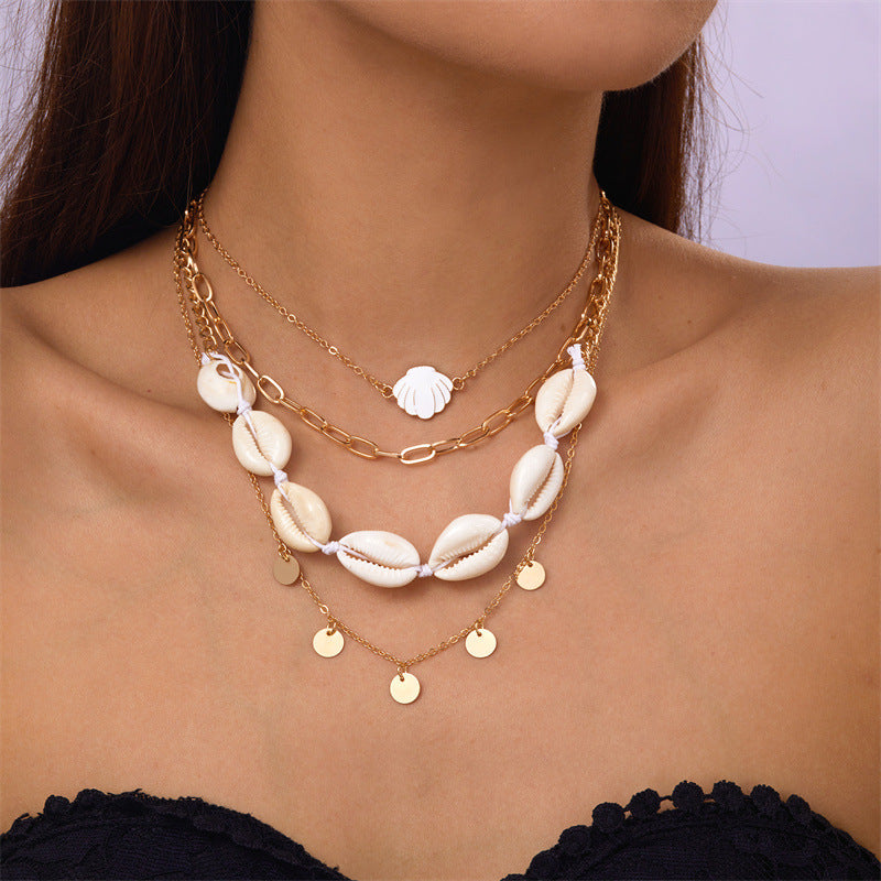 Collier étoile de mer perle collier multi-couches empilable