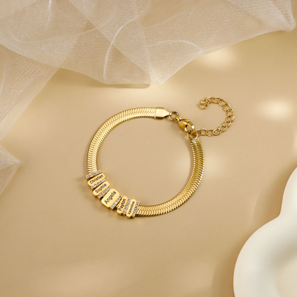 Bracelet plat en chaîne serpent à gravure diamant