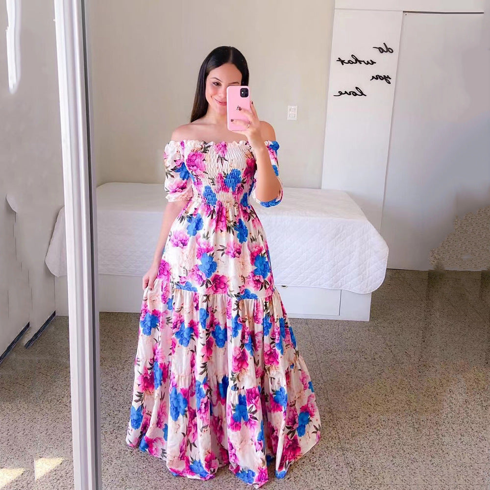 Robe printanière et estivale en V profond sans dos, robe bohème à bretelles fleuries