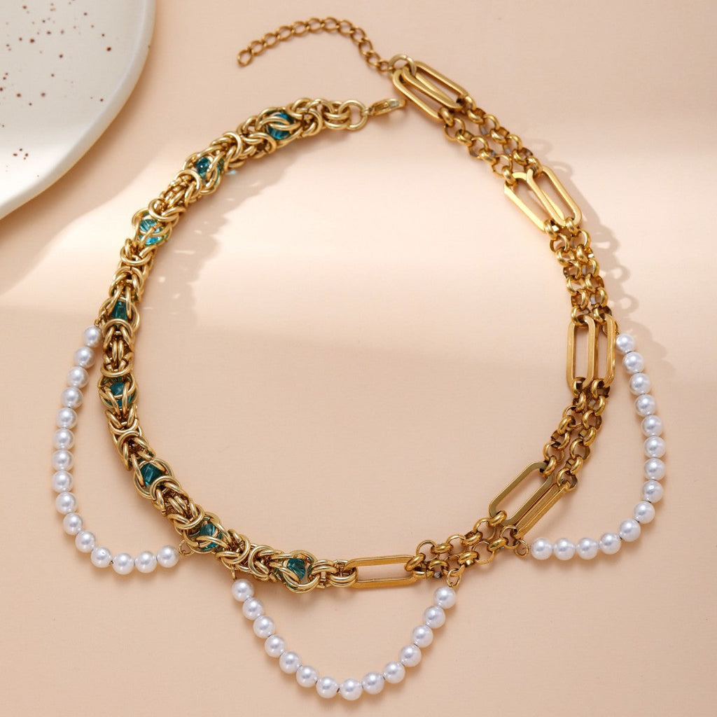 Collier en or perlé double rang