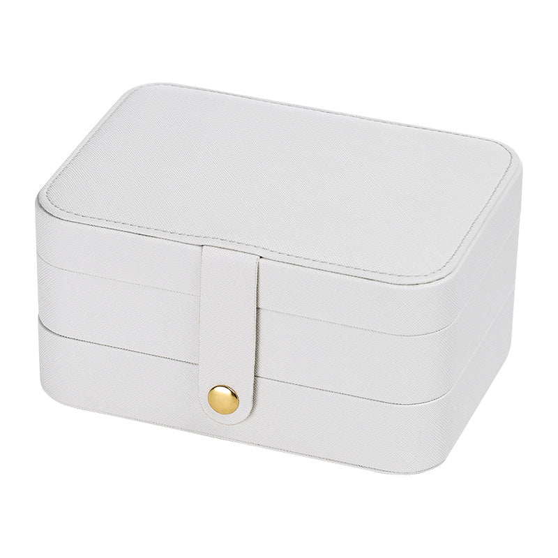 Boîte de rangement portable double couche avec miroir pour la maison