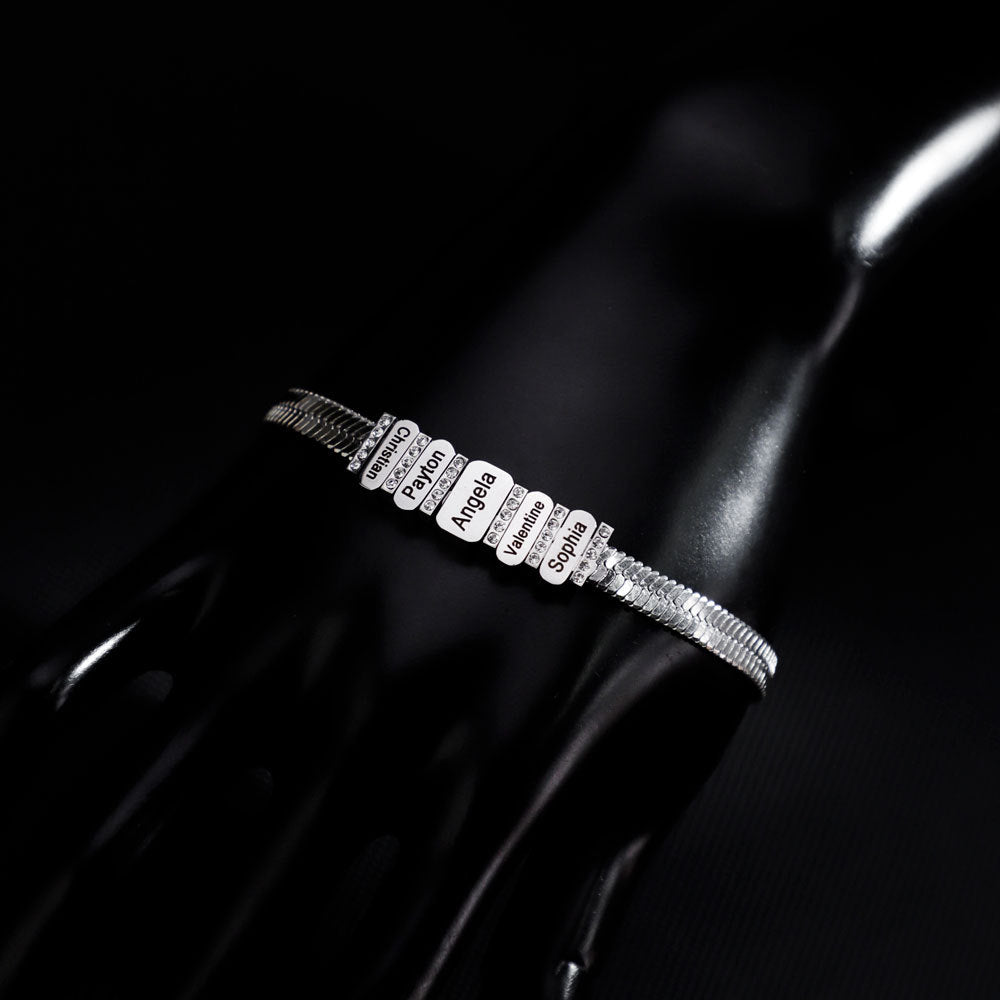 Bracelet plat en chaîne serpent à gravure diamant