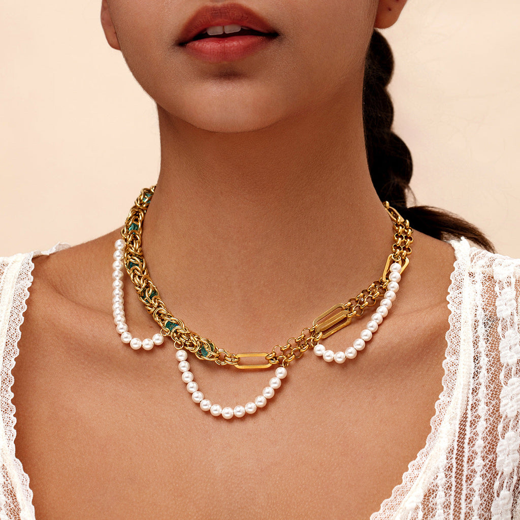 Collier en or perlé double rang