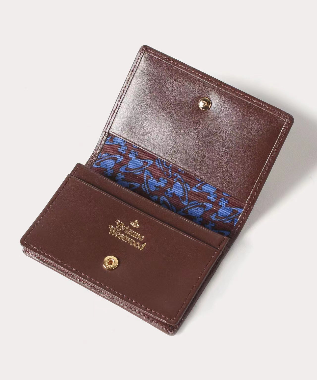 porte-cartes en cuir de vachette de couleur unie avec compartiment carte d'identité