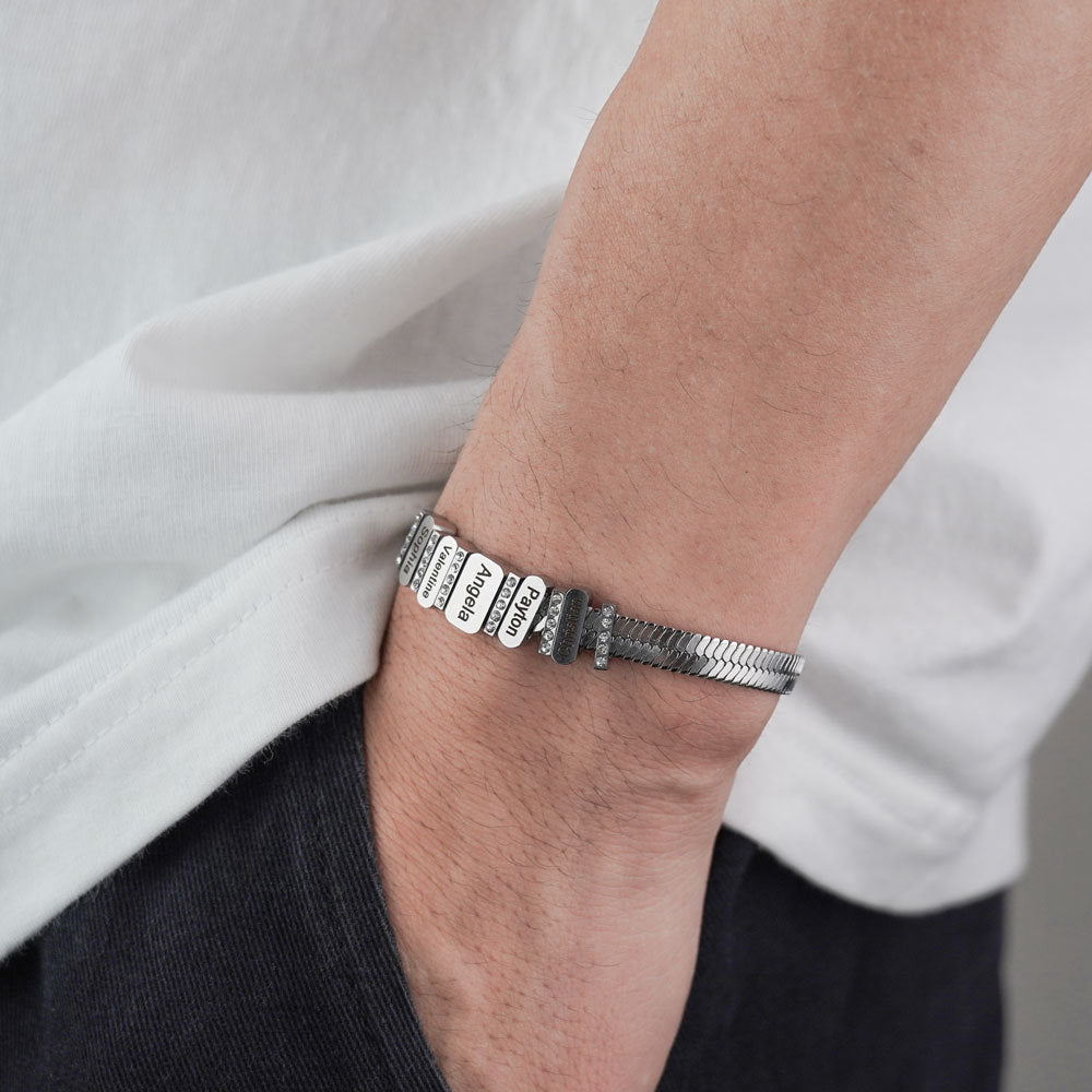 Bracelet plat en chaîne serpent à gravure diamant