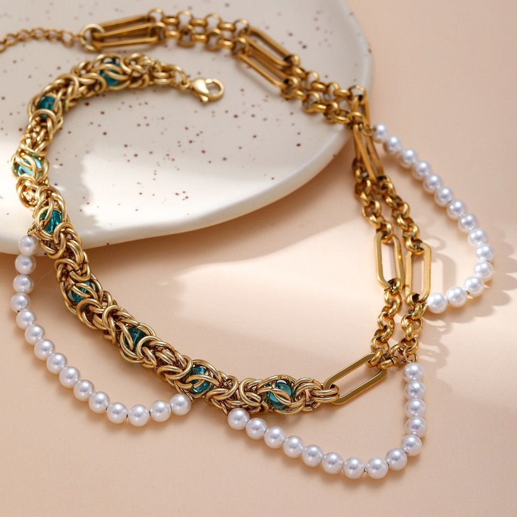 Collier en or perlé double rang