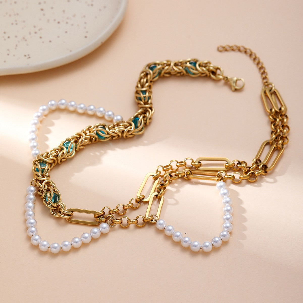 Collier en or perlé double rang